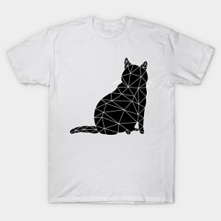 A round cat sits and looks around, Cat Geometric for Light T-Shirt